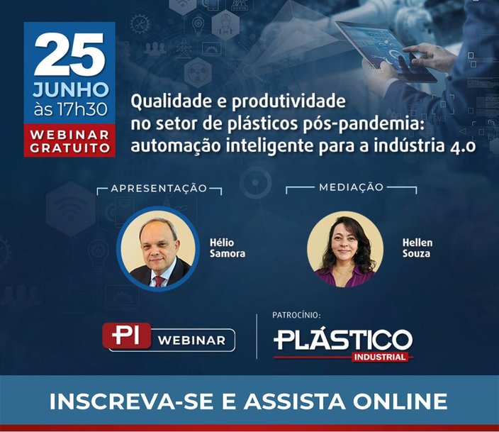 Webinar gratuito focalizará as tecnologias 4.0 para o setor de plásticos